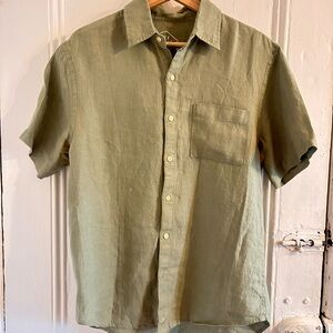 Men's Sage Green Linen Button Down Shirt